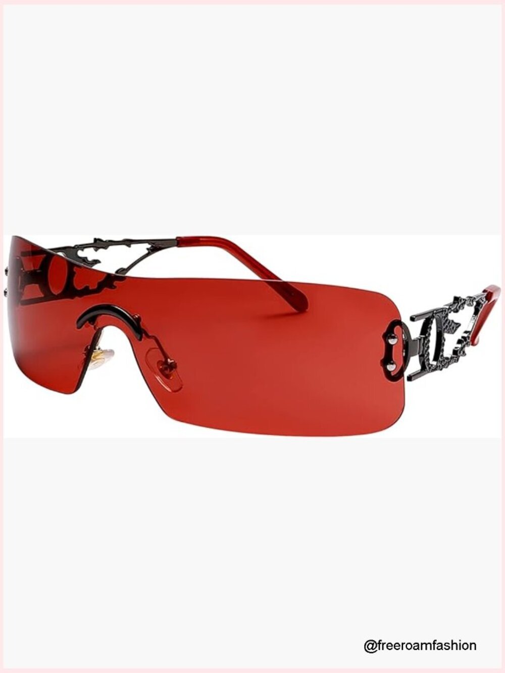 Retro Rimless Rectangle Sunglasses Unisex Vintage Flame Metal Frameless Eyewear